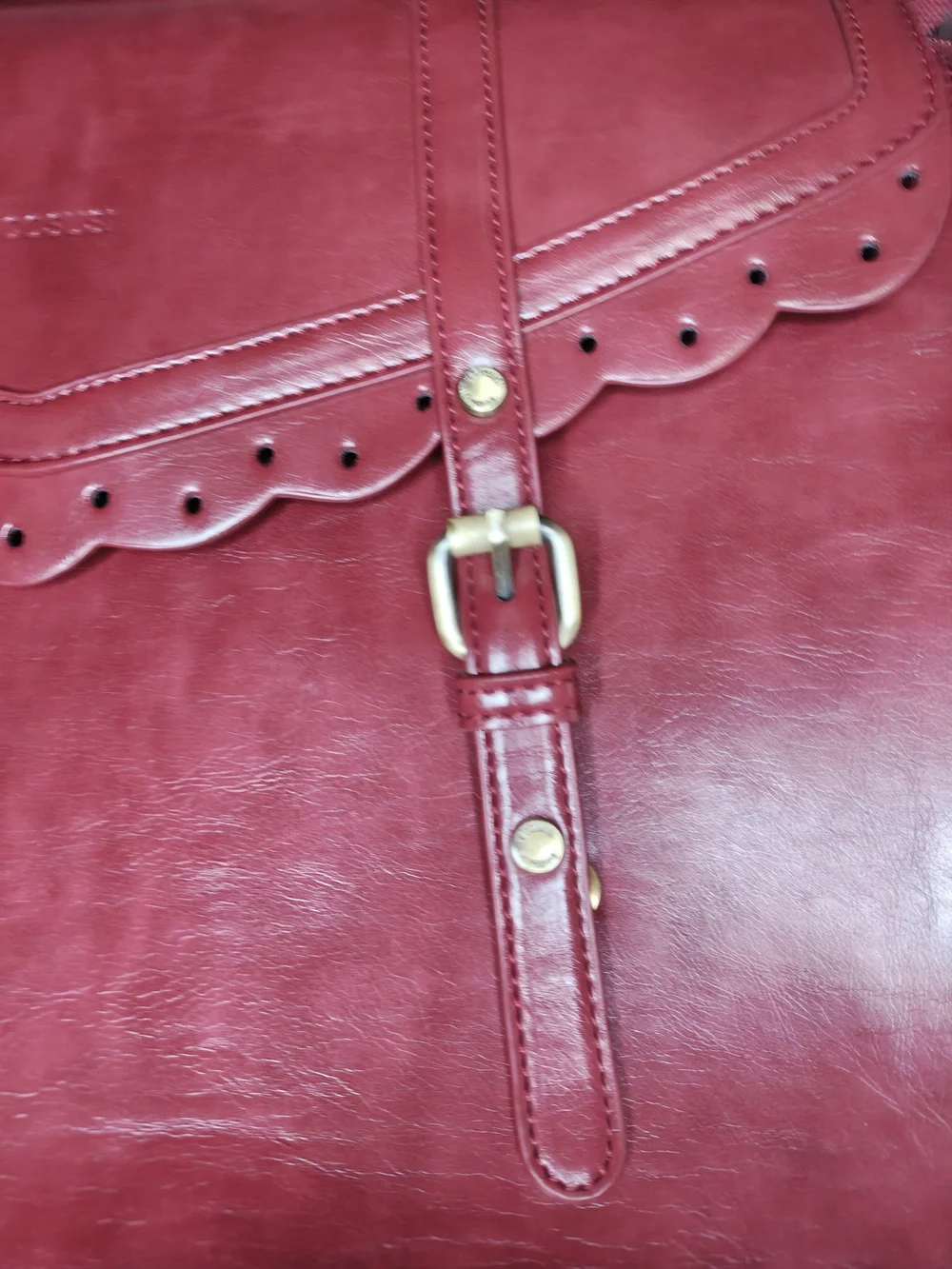 ECOSUSI Briefcase Women's Red Scalloped Satchel Handbag